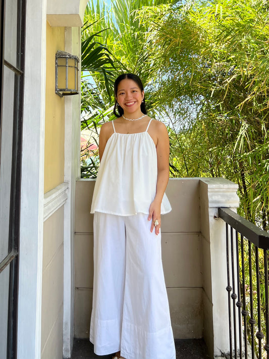 Peach Top in White with Lining