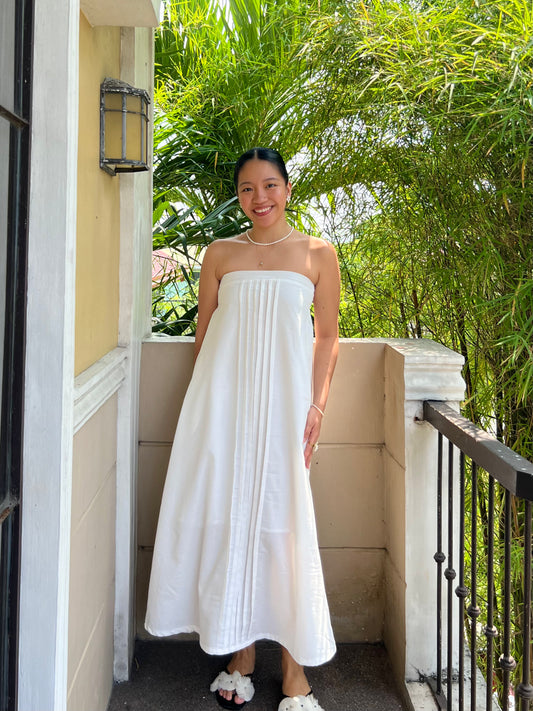 Lime Dress in White with Lining