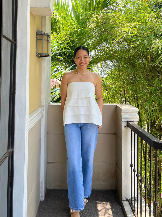 Lychee Top in White with Lining