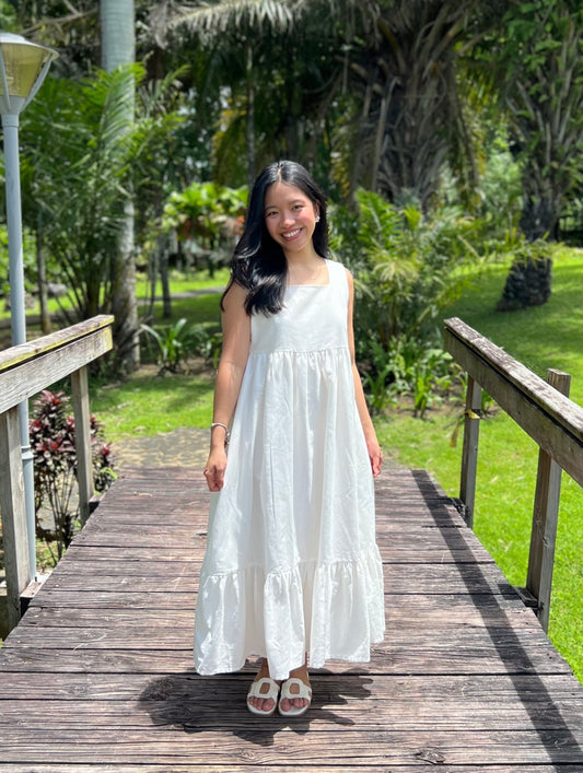 Maxim Dress in White with Lining