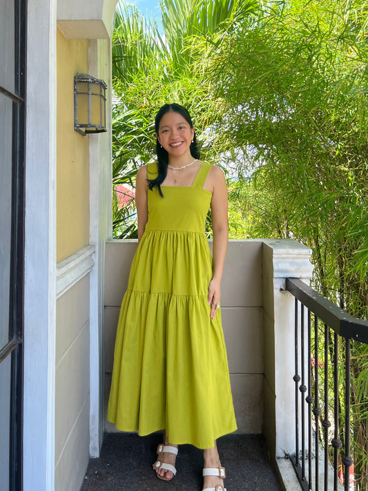Psalm Dress in Olive Yellow
