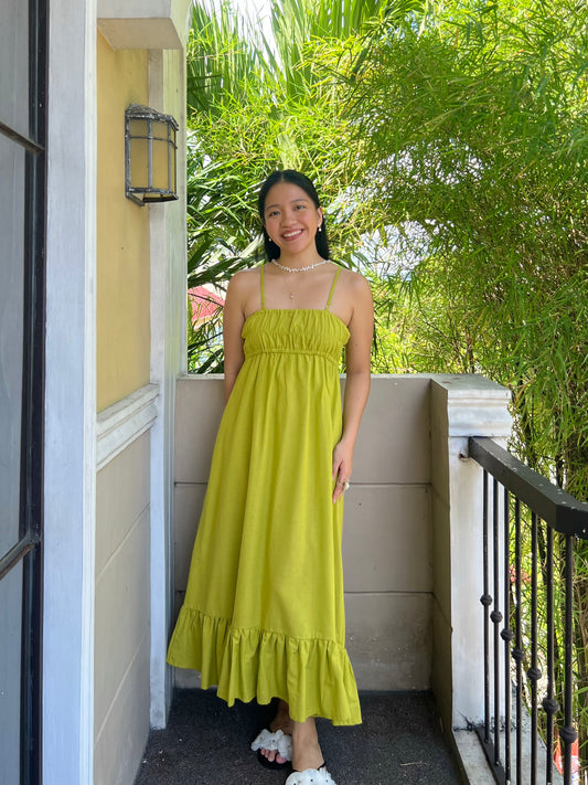 Sorrento Dress in Olive Yellow
