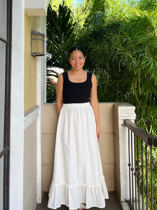 Bliss Skirt in White with Lining