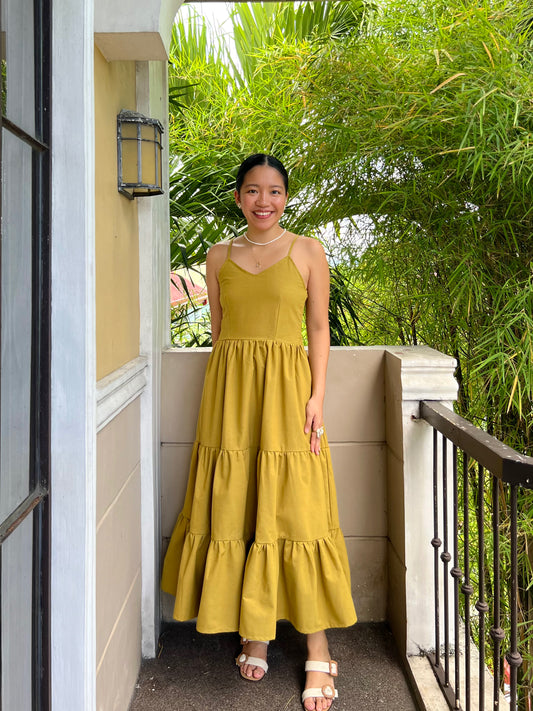 Honeydew Dress in Warm Olive