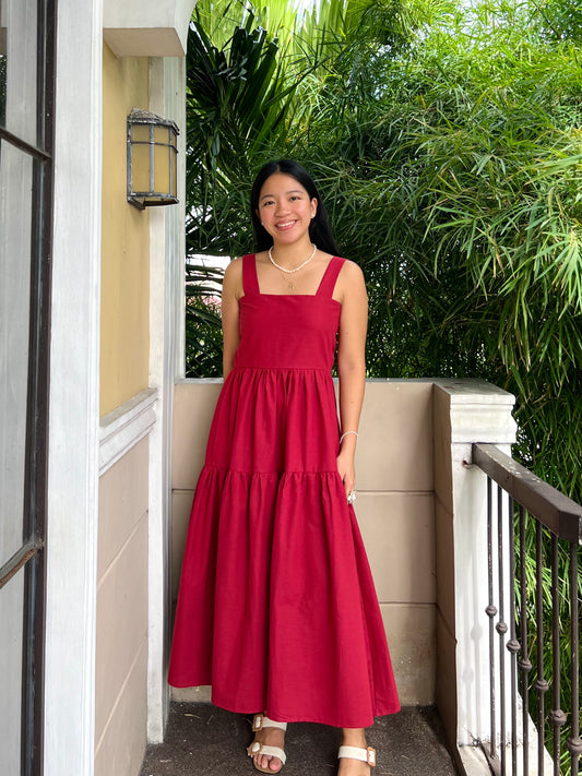 Psalm Dress in Berry Red
