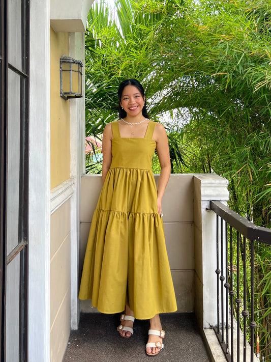 Psalm Dress in Warm Olive