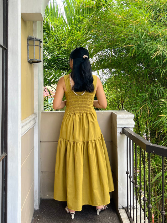 Psalm Dress in Warm Olive