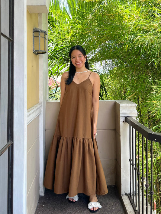 Elysees Dress in Dark Brown