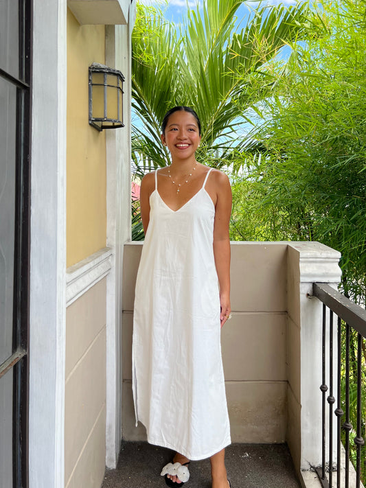 Caprese Dress in White with Lining