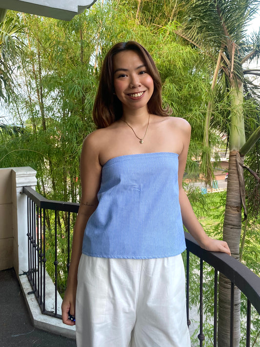 Almond Reversible Top in Stripes 004