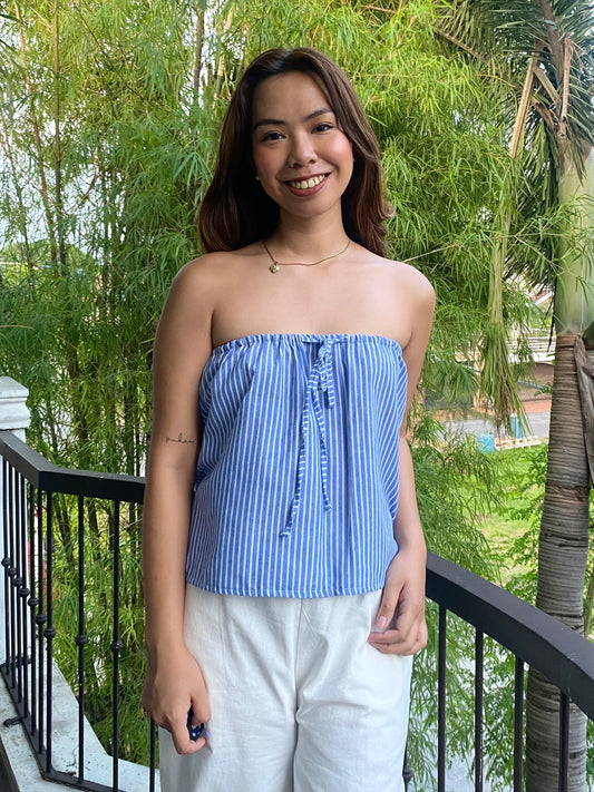 Almond Reversible Top in Stripes 003