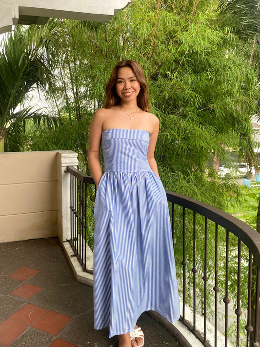 Ivory Dress in Stripes 003