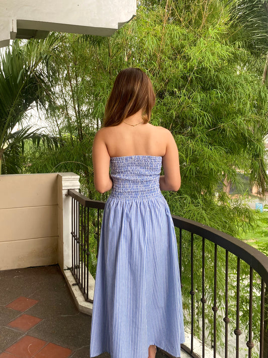 Ivory Dress in Stripes 003