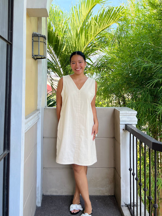 Marini Reversible Dress in Cream with Lining