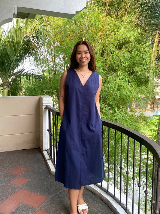 Courage Reversible Dress in Navy Blue