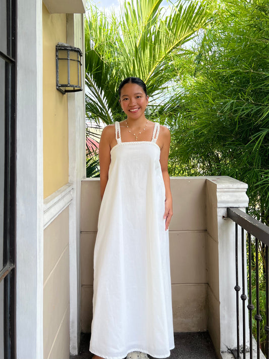 Montpellier Dress in White with Lining