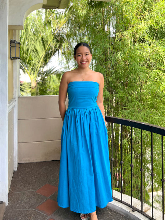 Ivory Dress in Cerulean