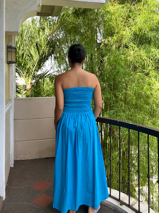 Ivory Dress in Cerulean