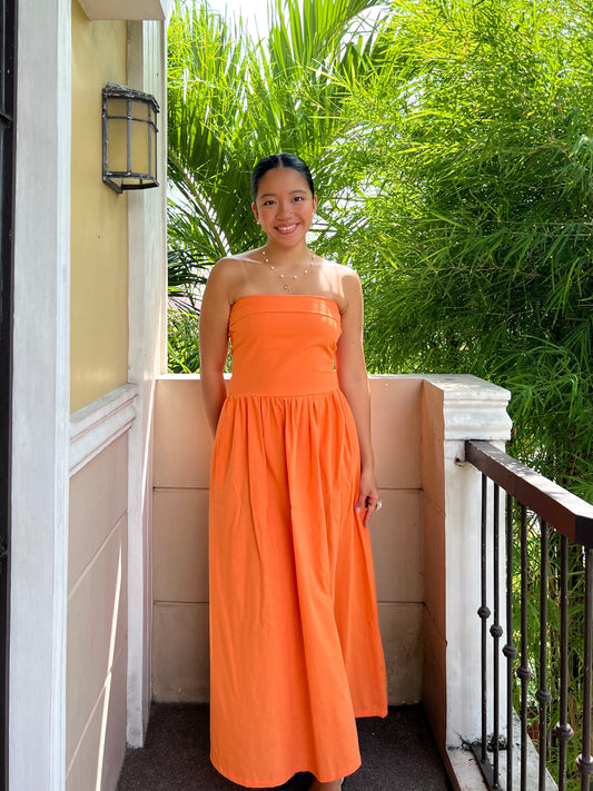 Ivory Dress in Tangerine