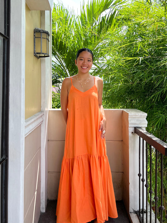 Elysees Dress in Tangerine