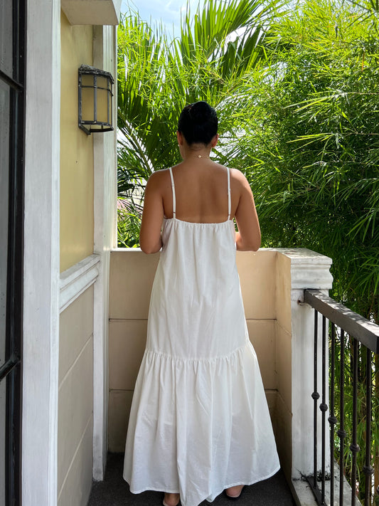 Elysees Dress in White with Lining