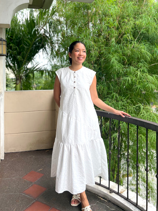 Napa Dress in White with Lining