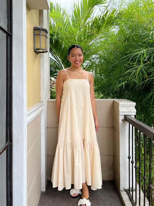 Joy Dress in Cream with Lining