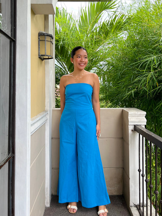 Palazzo Jumpsuit in Cerulean