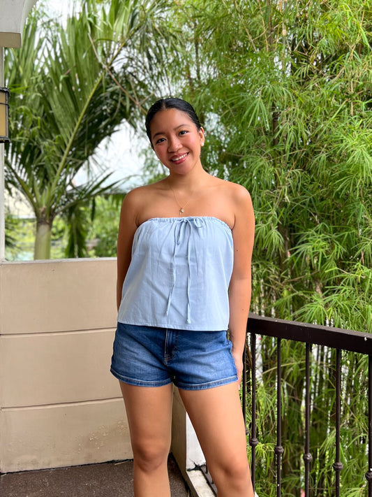 Almond Reversible Top in Sky Blue
