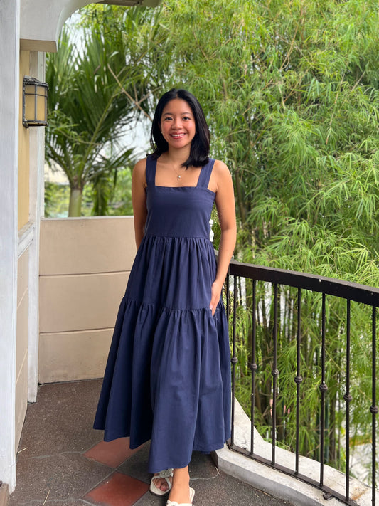 Psalm Dress in Navy Blue