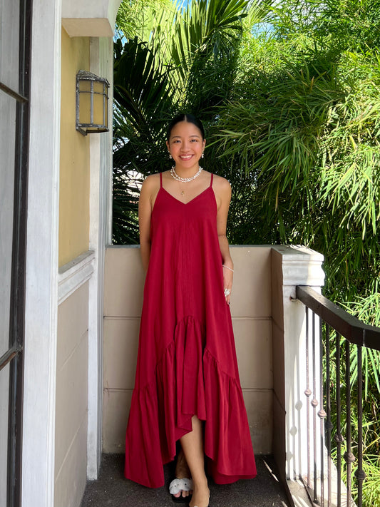 Amalfi Dress in Berry Red