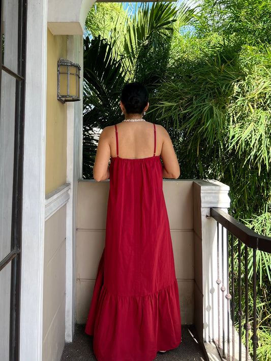 Amalfi Dress in Berry Red