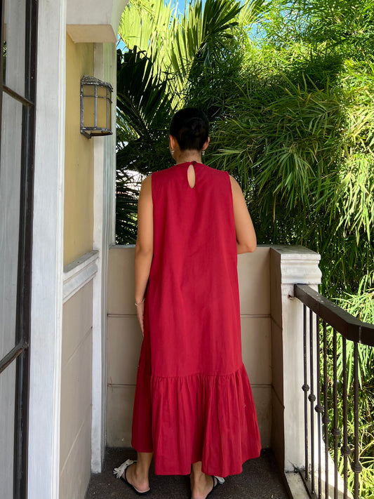 Camden Dress in Berry Red