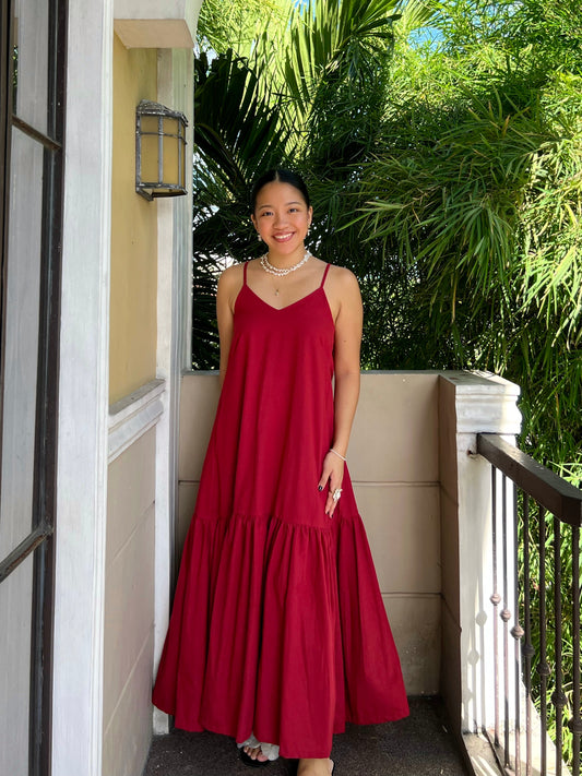 Elysees Dress in Berry Red