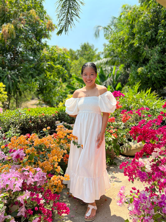 Florence Dress in White with Lining