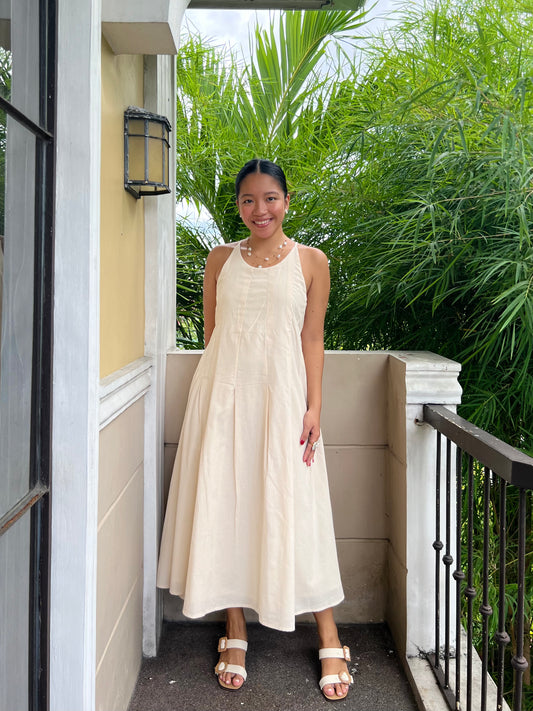 Versai Dress in Cream with Lining