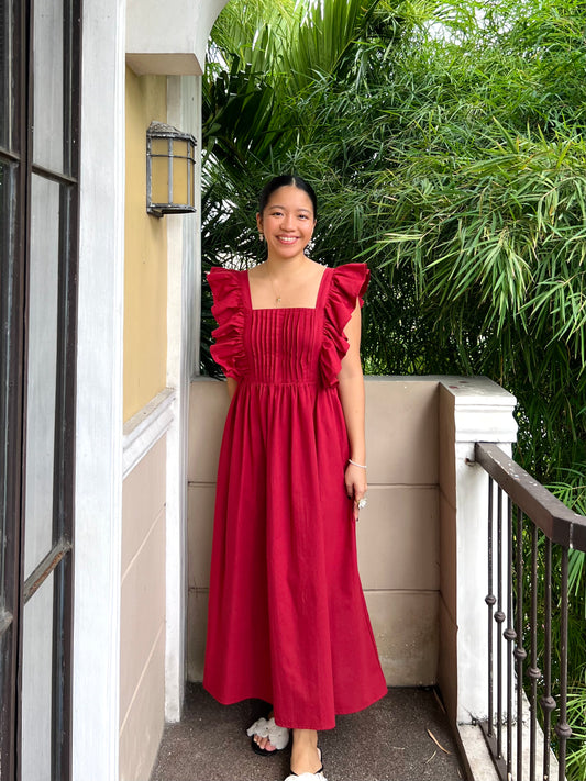 Ribeauvillé Dress in Berry Red