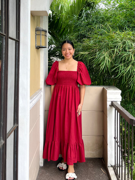 Florence Dress in Berry Red