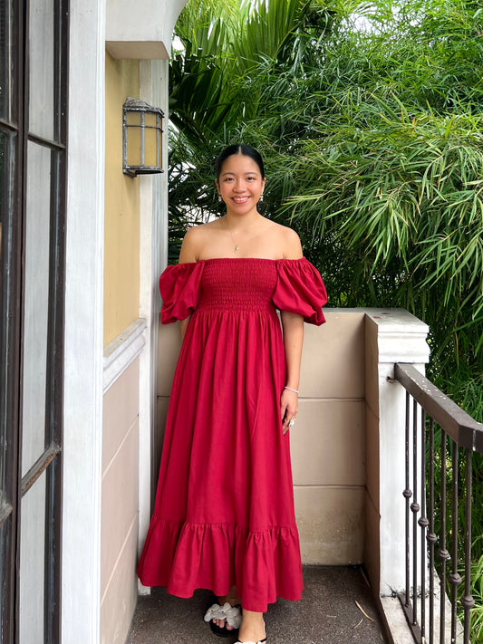 Florence Dress in Berry Red