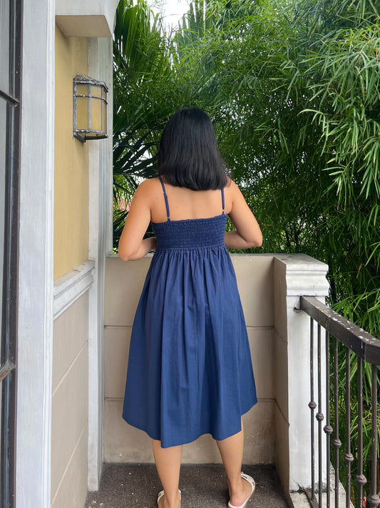 Palm Springs Dress in Navy Blue