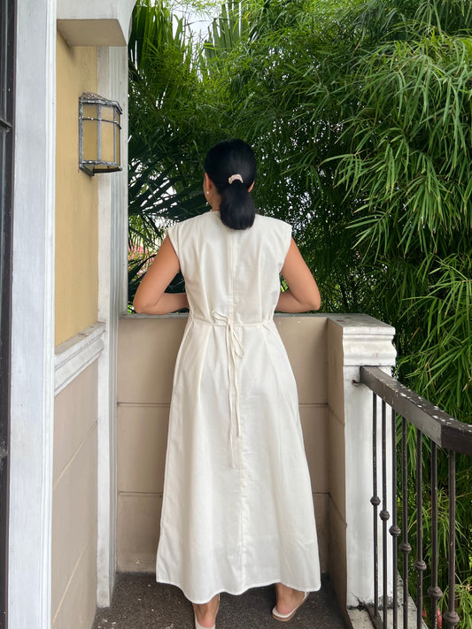 Coronado Dress in White with Lining