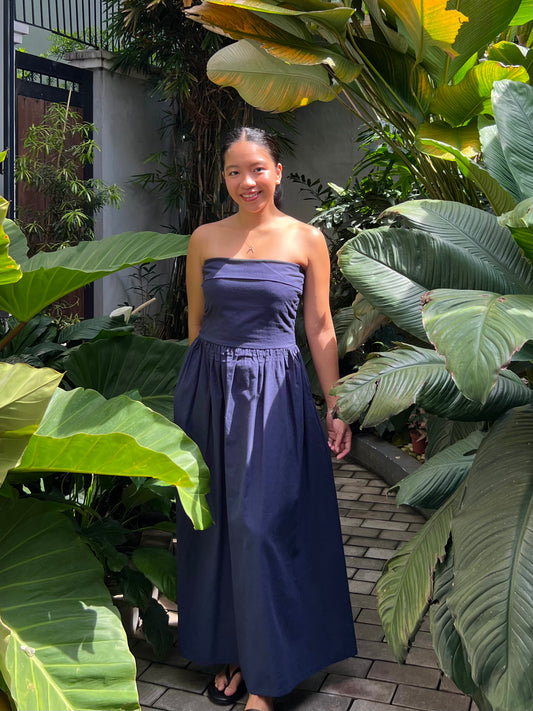 Ivory Dress in Navy Blue
