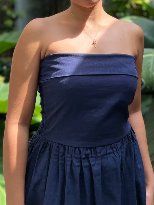 Ivory Dress in Navy Blue