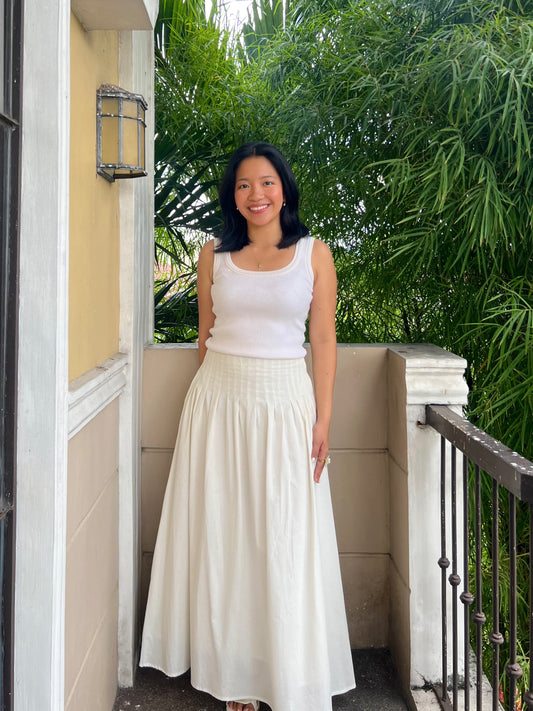 Temecula Skirt in White with Lining