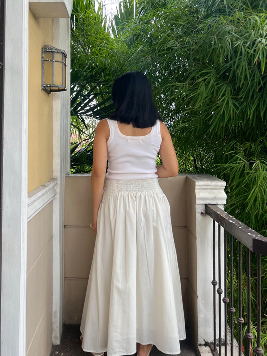 Temecula Skirt in White with Lining