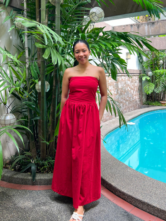 Ivory Dress in Red