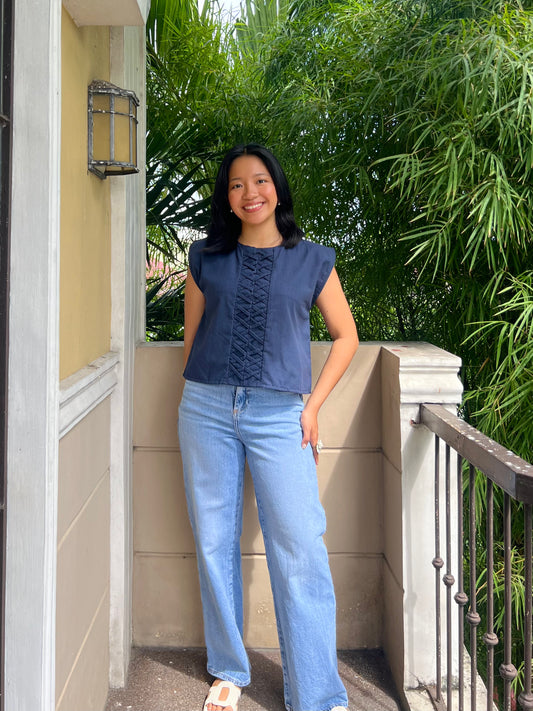 Fallbrook Top in Navy Blue