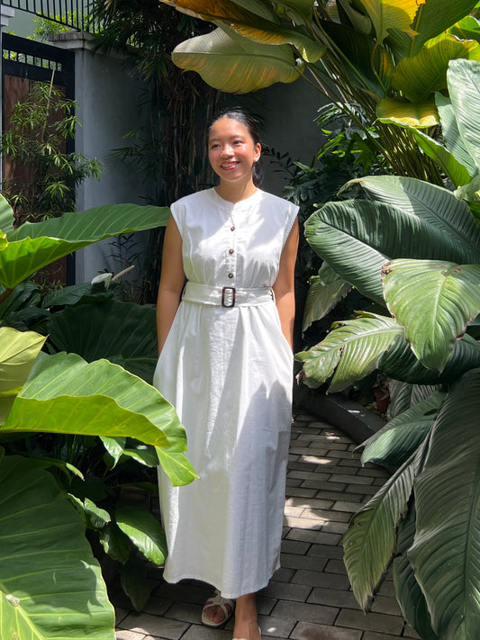 Catalina Dress in White with Lining