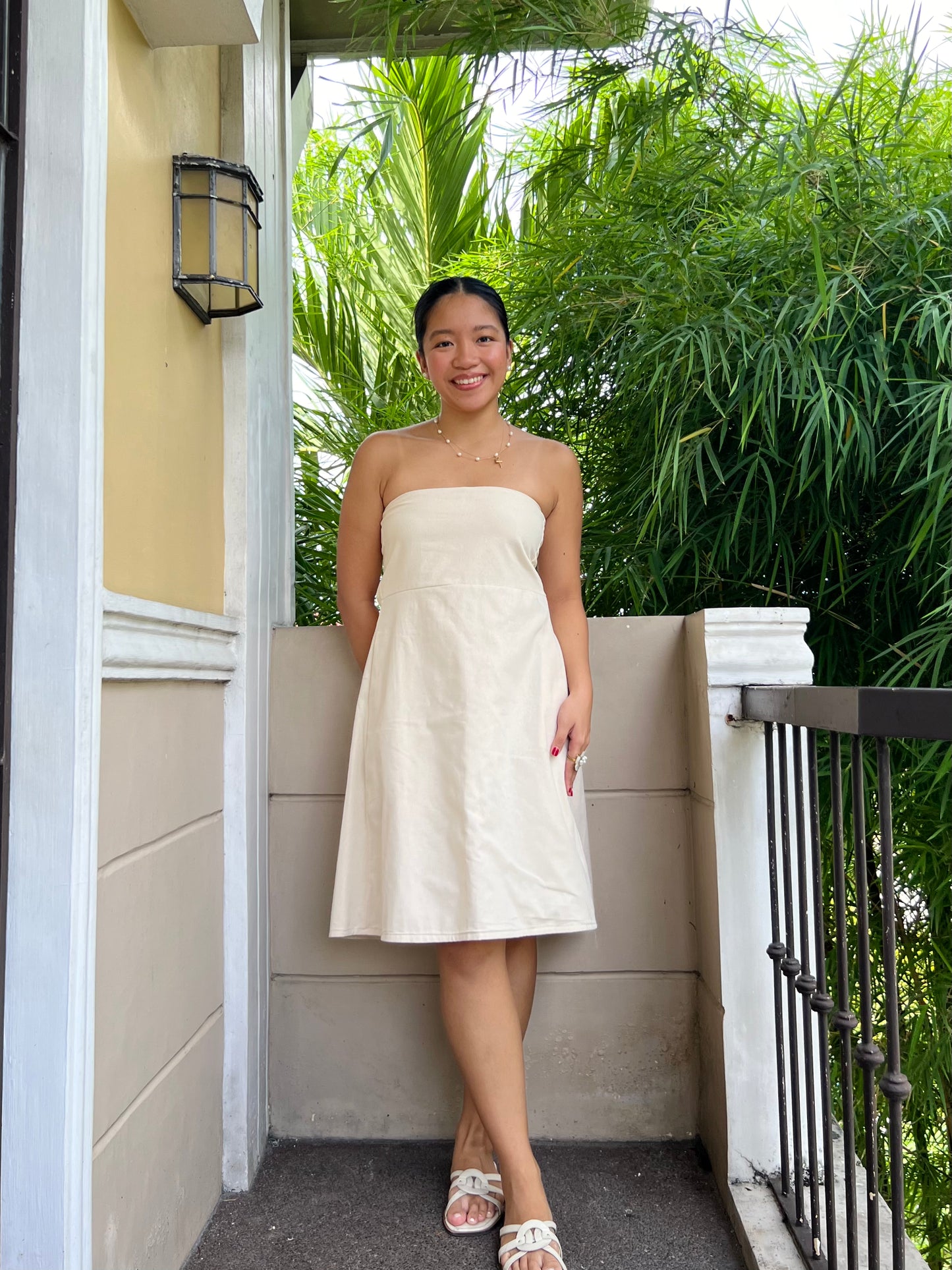 Praiano Dress in Cream with Lining