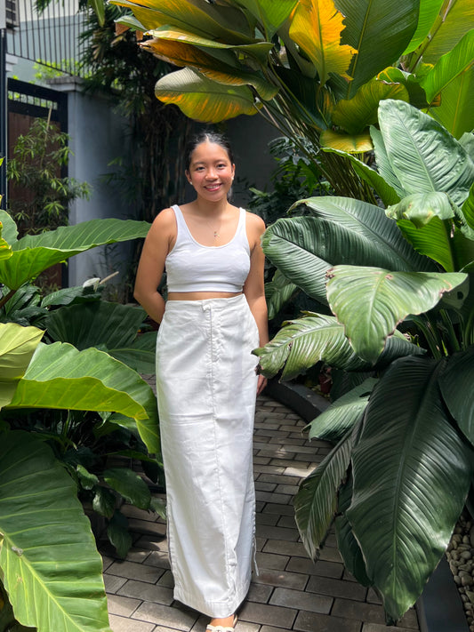 Teak Skirt in White with Lining